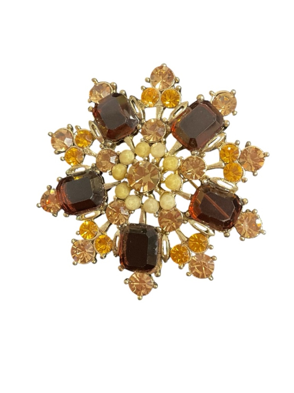 Vintage Juliana D&E Costume Jewelry Brooch Featuring Topaz & Brown Rhinestones